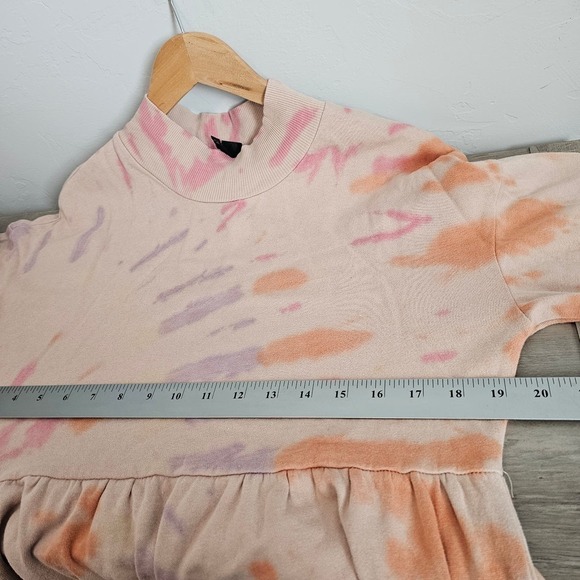 Wild Fable Pink Tie Dye Sweater Dress Size Medium Ruffles Tiered Mock Neck - Picture 9 of 11